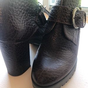 Genuine leather ankle booties